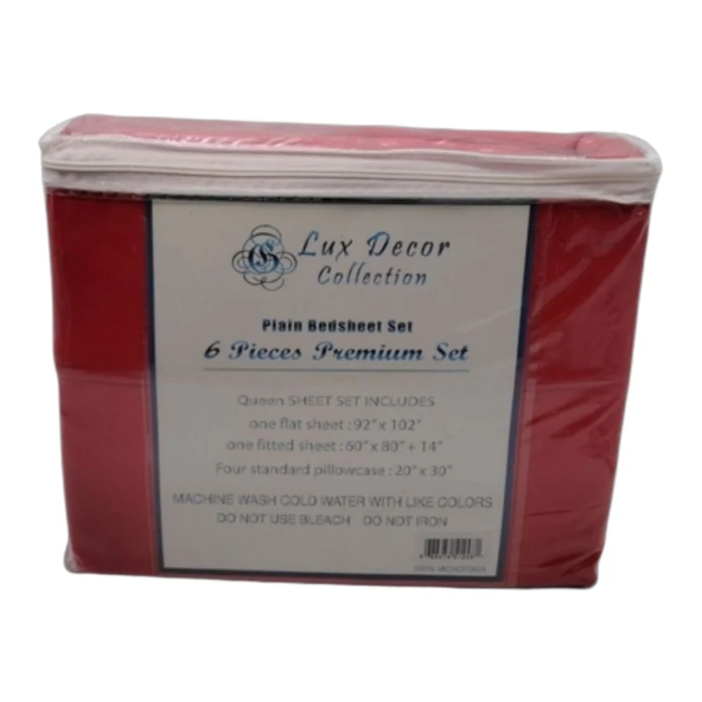 Lux Decor 1800 Series Queen Sheet Set 6-Piece Red Microfiber NWT